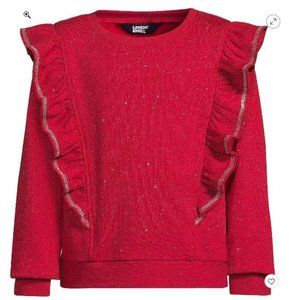 **NWT** Lands' End Sparkle Ruffled Sweatshirt - Kids SIZE S (6/7)